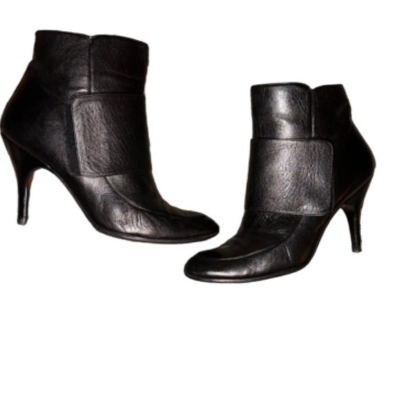 Lanvin Shoes - Lanvin Black Leather Heeled Ankle Boots Size 8.5, Heel 3.75 inch